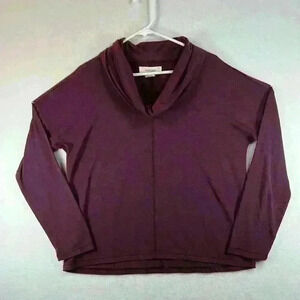 Workshop Top Eggplant Women’s Large Cowl Neck Jersey Knit Long Sleeve